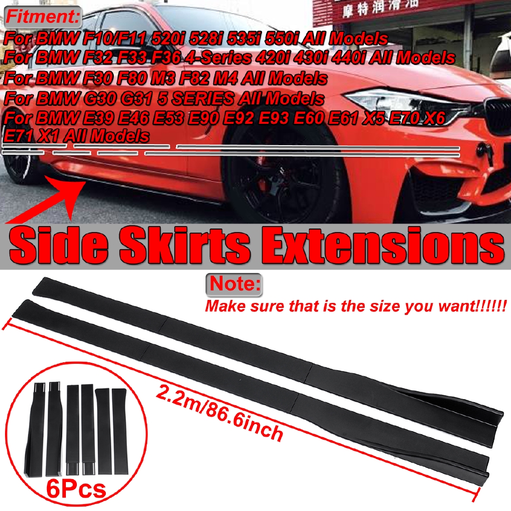2.2M Universal Car Lower Side Skirts Body Kit Rocker Panel Extension