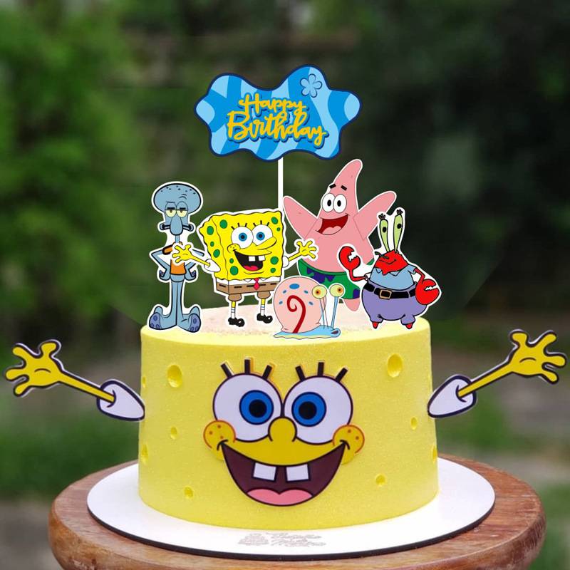 SpongeBob SquarePants Banner Cake Toppers Balloons For Kids Birthday Party Decor