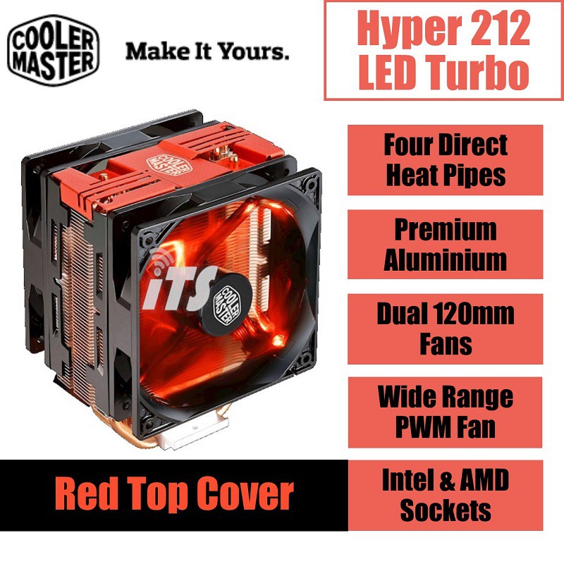 Cooler Master Hyper 212 Led Turbo Cpu Cooler Fan Black Red White Top Cover Shopee Malaysia