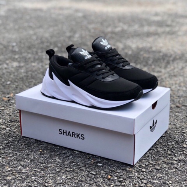 adidas shark black and white