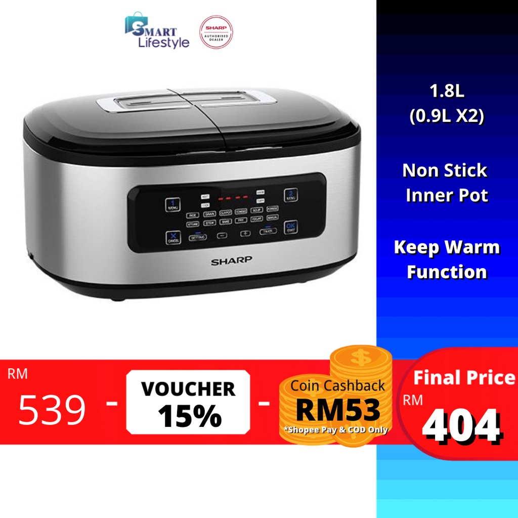 Sharp Twin Cooker 1.8L (0.9L x 2) KNW509SL Shopee Malaysia