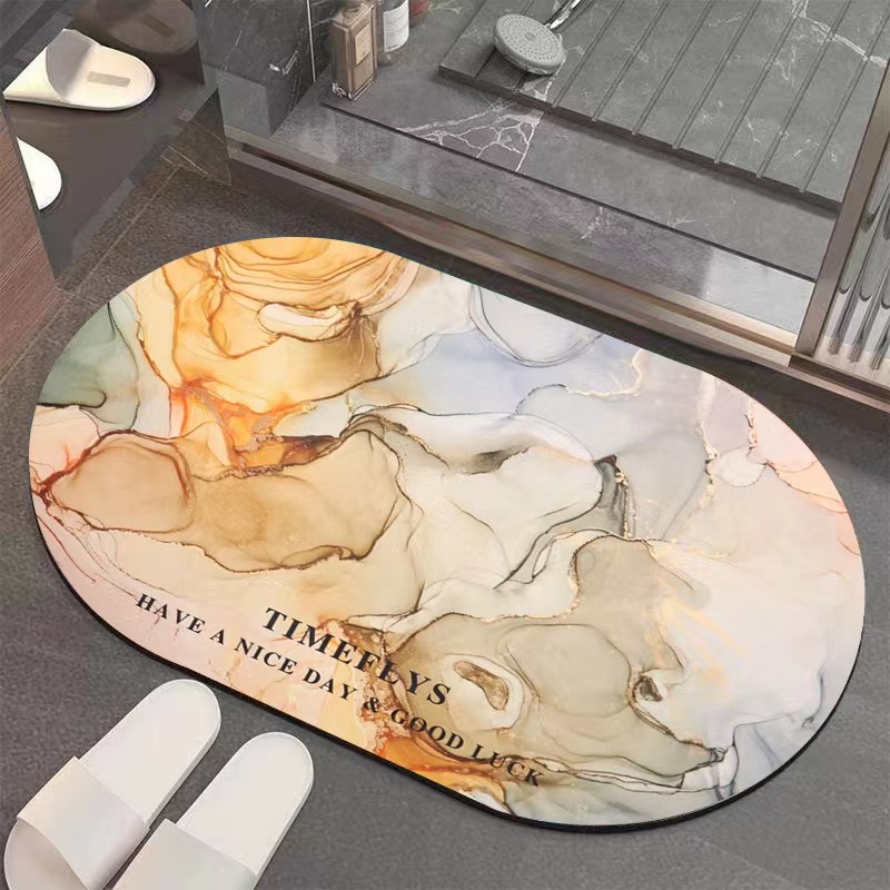 🎁KL STORE✨ _ MARBLE Soft Diatomite Mat Floor Mat Anti-Slip Fast Dry Diatom Mud Mat Bat