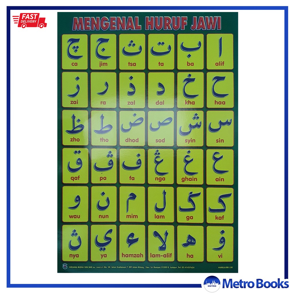 Poster Mengenal Huruf Jawi (ALIF BA TA) (Poster Kanak-Kanak Jawi