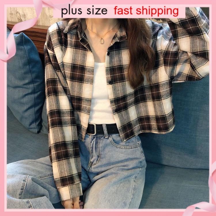 CJ Plaid Blazer Women's Korean Long Sleeve Jacket 2023 brown outwear fashion smart casual Short blazers women