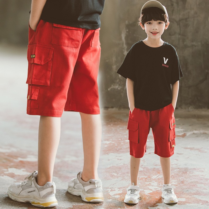boys red cargo pants
