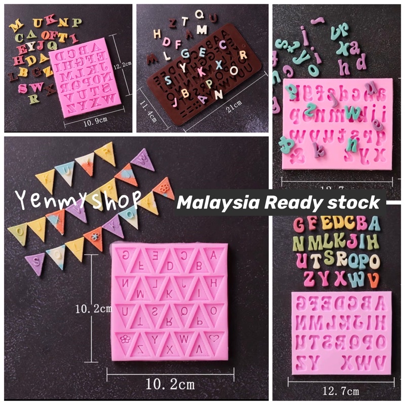Acuan 3D Silicone Mould Alphabet Letter Number Chocolate Cake Fondant Candy Mould Tools文字硅胶模具