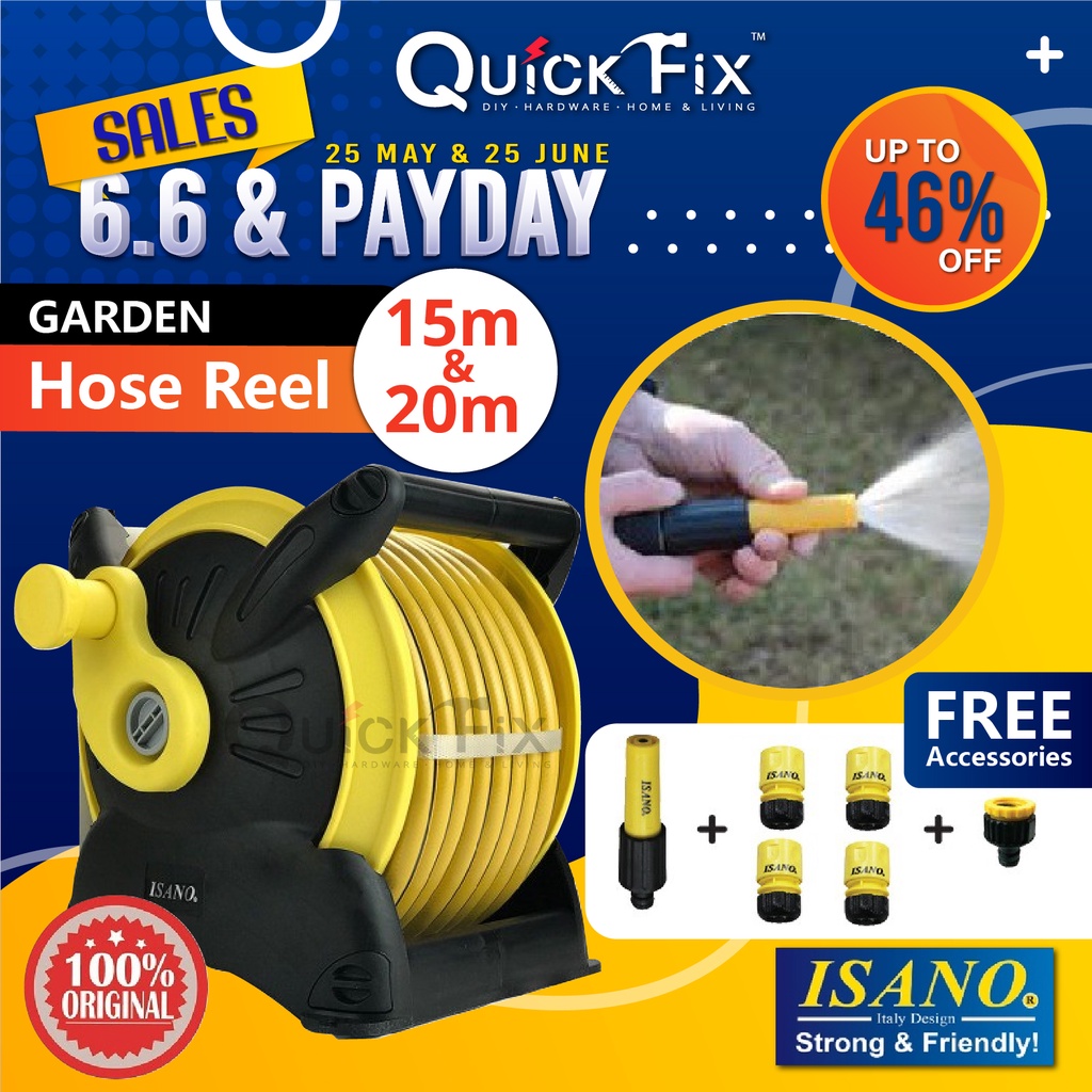 QuickFix [NEW] ISANO Water Hose Reel Roller 15m & 20m Wall Mounting