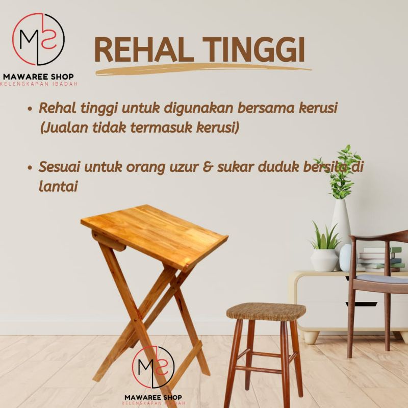 Rehal Tinggi | Meja Kayu Besar | Rihal Mengaji orang sakit lutut Duduk ...