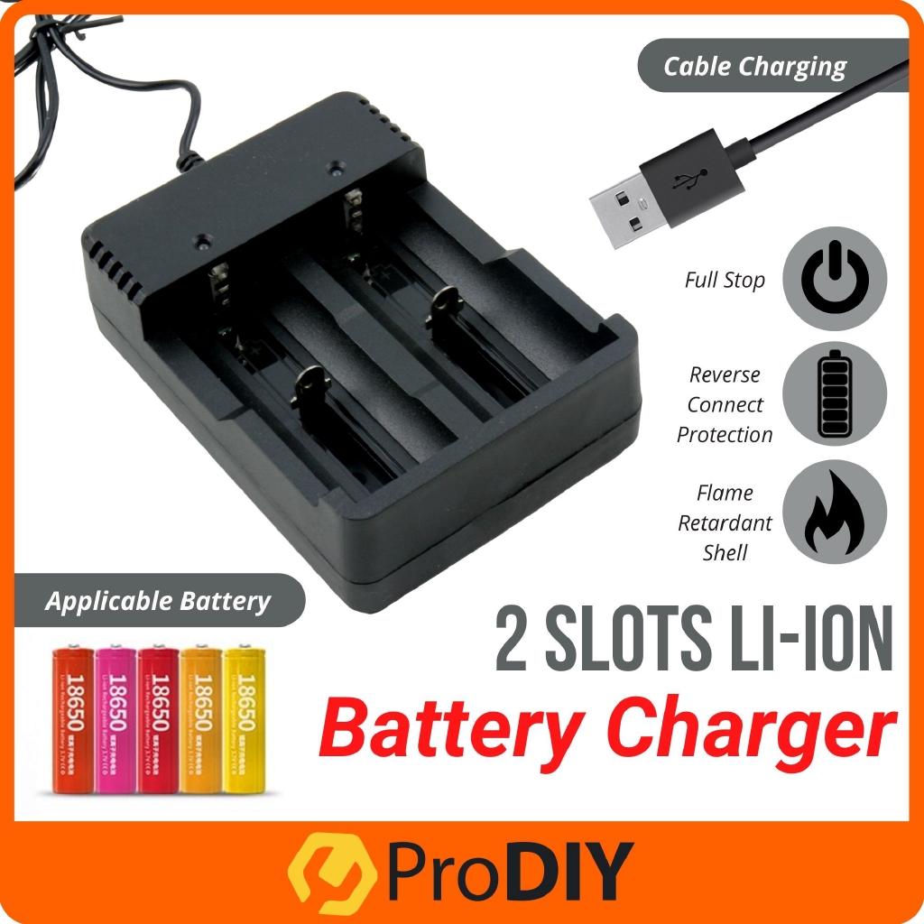 Universal Li-Ion 2 Slots Battery Charger 21700 20700 26650 18650 18490 16340 14500 10440 Pengecas Bateri ( MS-5D82A )