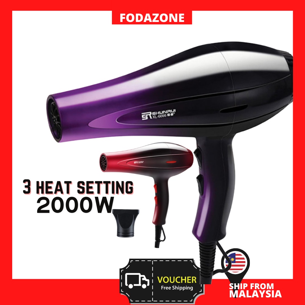 🔥 READY STOCK🔥 FODAZONE Fashion Professional Hair Dryer 2000W Strong Wind Ionic Travel Hair Style Salon Dryer Xl-8888 D