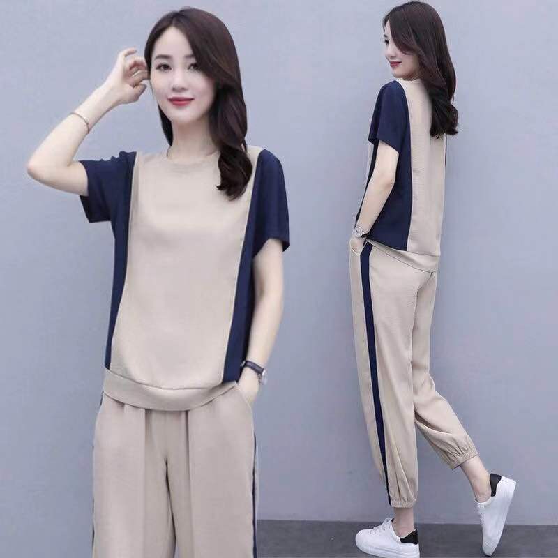 Sportswear Leisure Suit Women's 2021 Summer New Han Fan Xianshou Short Sleeve Suit Fashion Two Piece Set