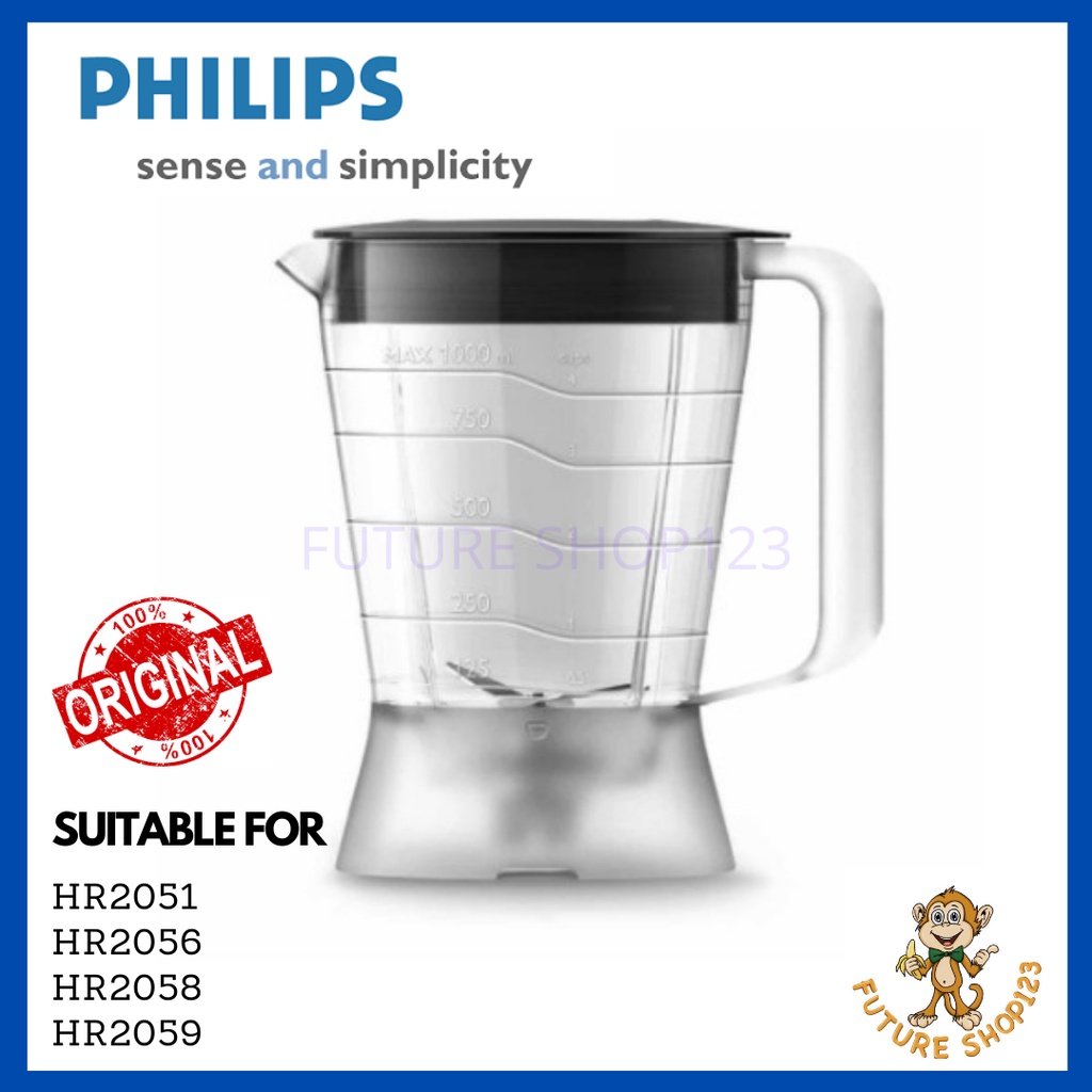 Philips Blender Replacement Jar / Jug with Cover for HR2051, HR2056