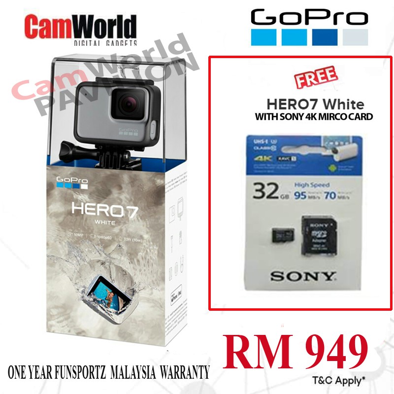 Gopro Hero 7 White Edition One Year Funspotz Malaysia Waranty Shopee Malaysia