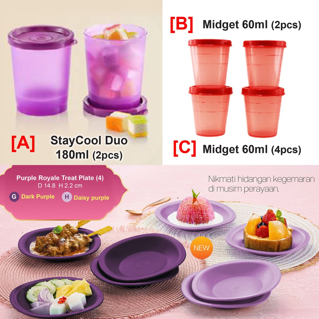 [Tupperware] StayCool Duo 180ml (2pcs) / Midget 60ml (2/4pcs)/ Snack Cups 110ml (4pcs)