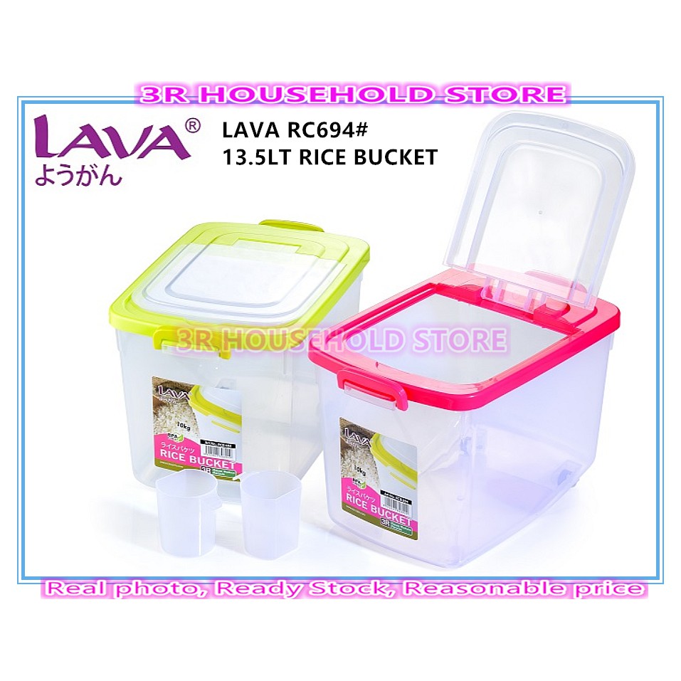 LAVA Rice Bucket with Measuring Scoop / Rice Dispenser / Bekas Beras 12 kg / Tong Beras / Rice container / 米桶