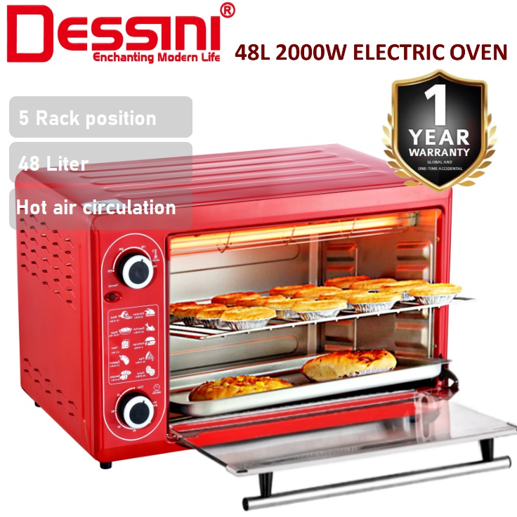 DESSINI ITALY 48L Electric Oven Convection Hot Air Fryer Toaster Timer Oil Free Roaster Breakfast Machine / Ketuhar