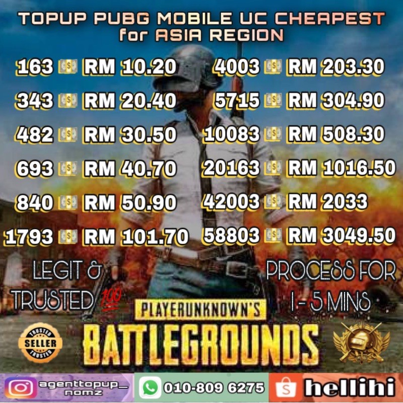 Malaysia Region Only Topup Top Up Pubg Uc Cheapest Fastest Murah Dan Laju Malaysia Rm Ringgit Malay Celcom Shopee Malaysia