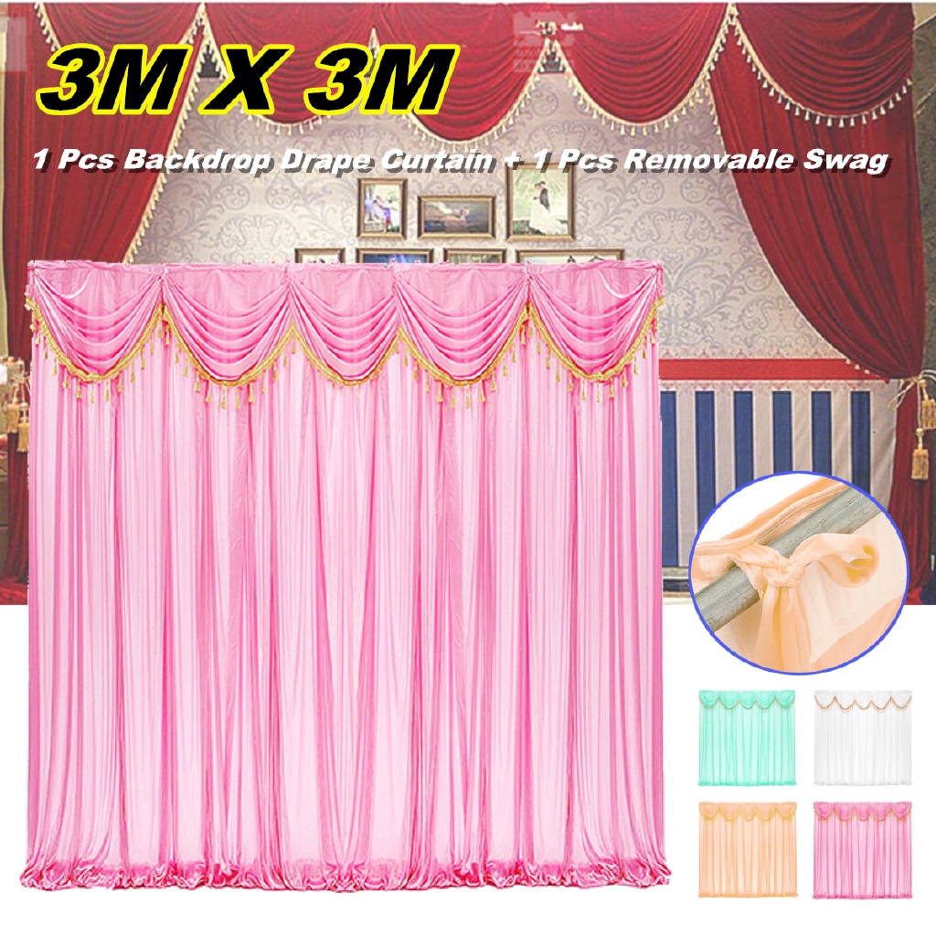 3m X 3m Wedding Party Backdrop Curtain Background Decor Draping