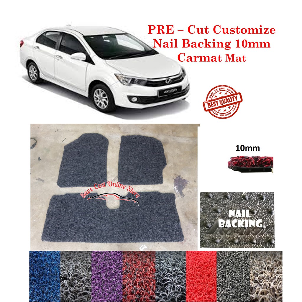 Perodua Bezza 5 pcs Customized Car Coil Floor Mat Carpet Nail Backing
