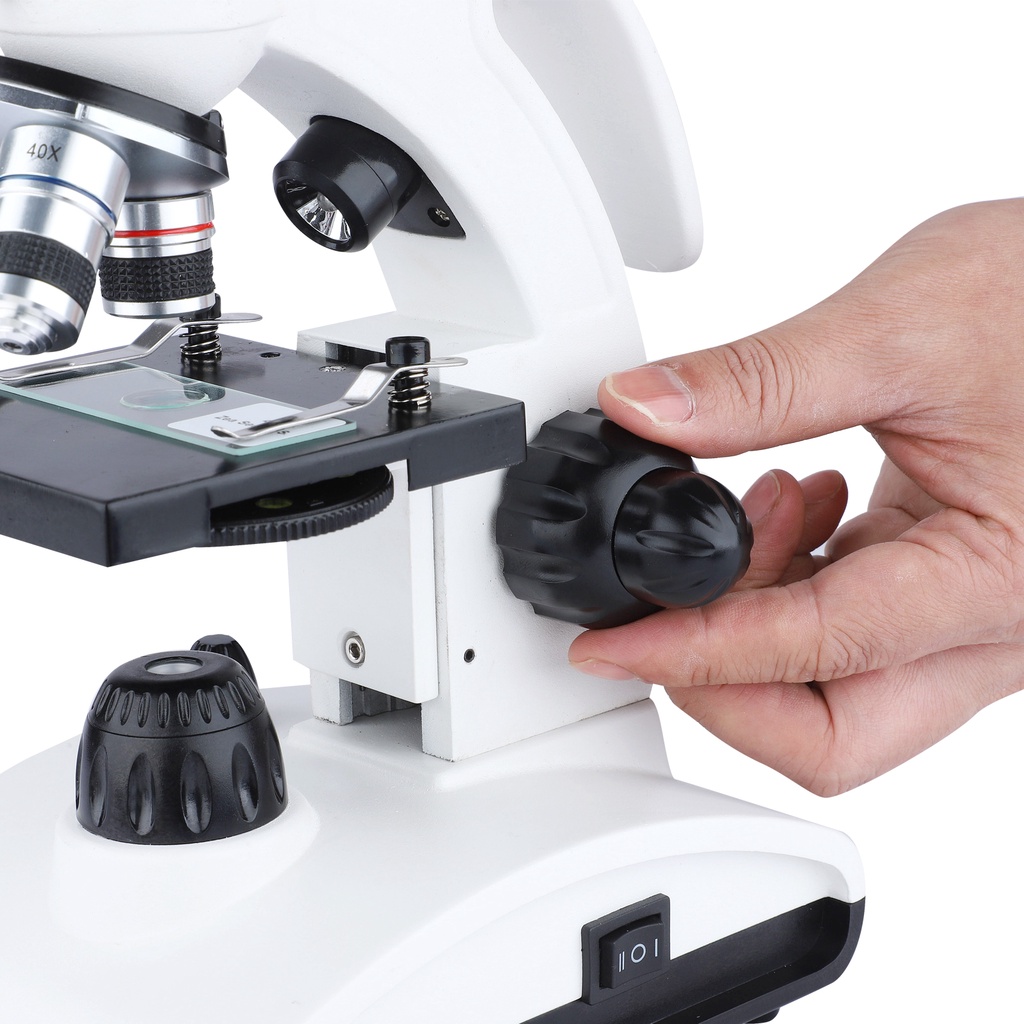BNISE 顕微鏡 大人と子供用 スライドキット付き 初心者向け 全ガラス光学式 倍率 40倍~2000倍 デュアルLED照明 携帯電話アダプター  ラボ複合単眼顕微鏡