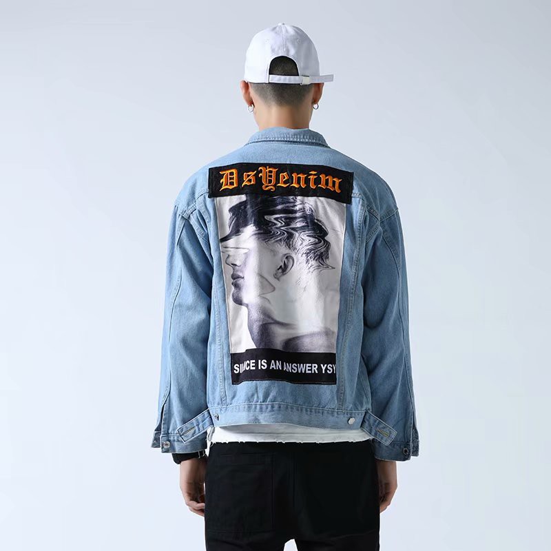 back printed denim jacket