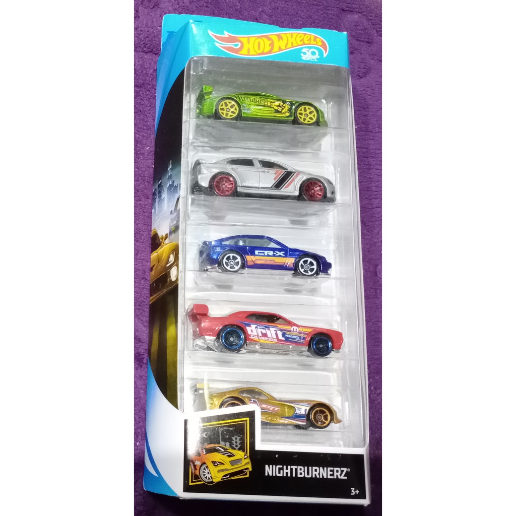 HOT WHEELS NIGHTBURNERZ 5 PACK: MITSUBISHI EVOLUTION X, HONDA CR-X ...