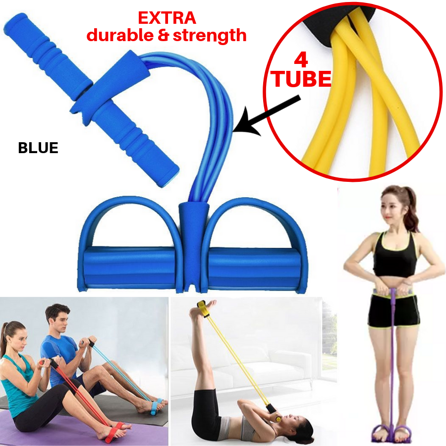 Wakauto 1pc Multi-function Durable Lightweight Tension Rope 2-Tube Foot Pedal Elastic Pull Rope Bodybuilding Expander,Fitness Artifact Pedal Ankle Puller,Sit Up Spring Tension Foot Pedal For Women Men 