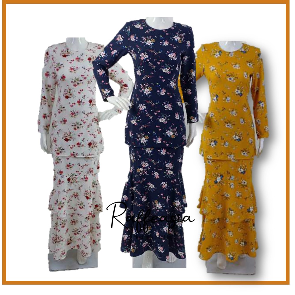  Baju  Kurung Fashion Skirt Layer design  flora Pattern 