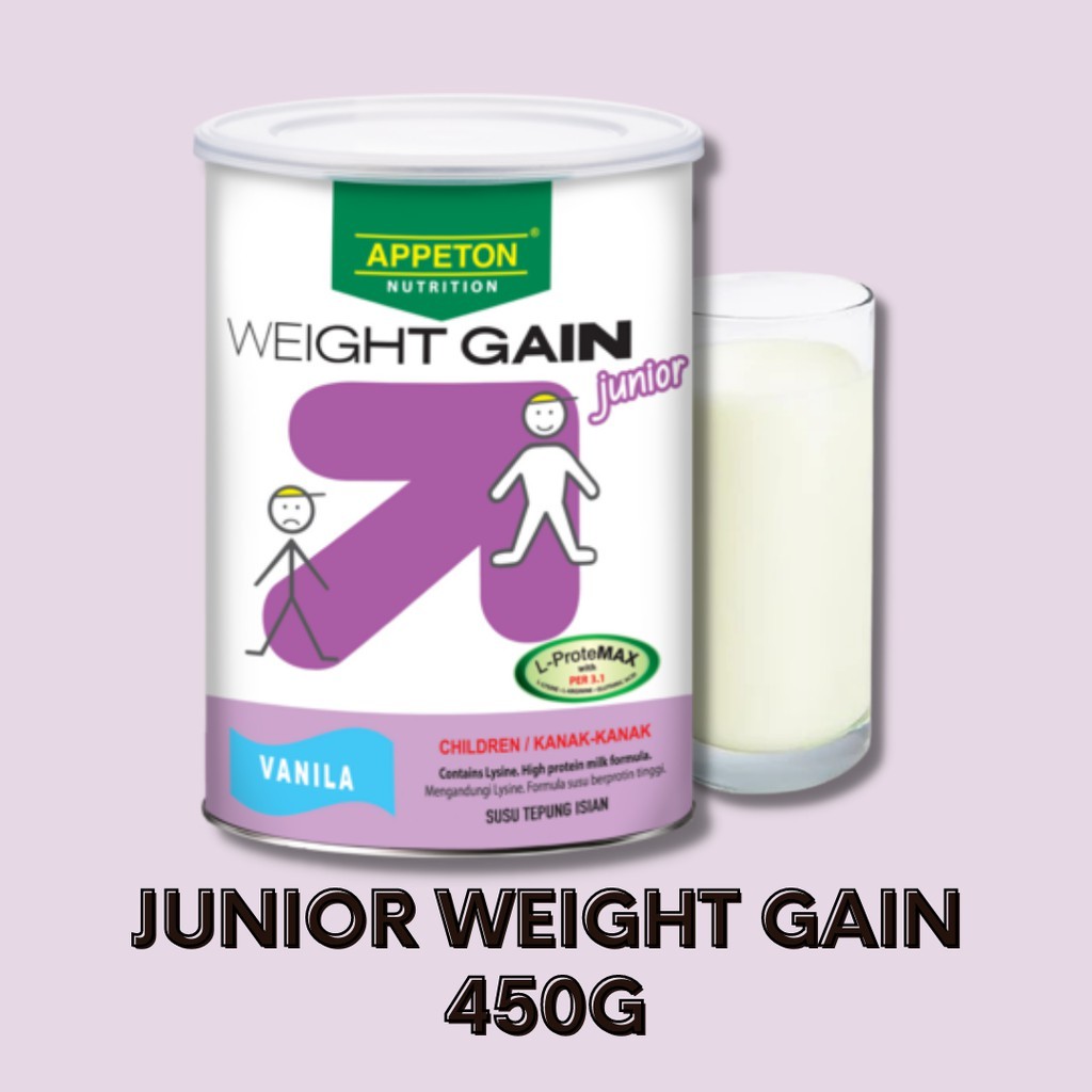 APPETON WEIGHT GAIN JUNIOR CHILD 450G (Vanilla) (EXP 03/2023) Shopee