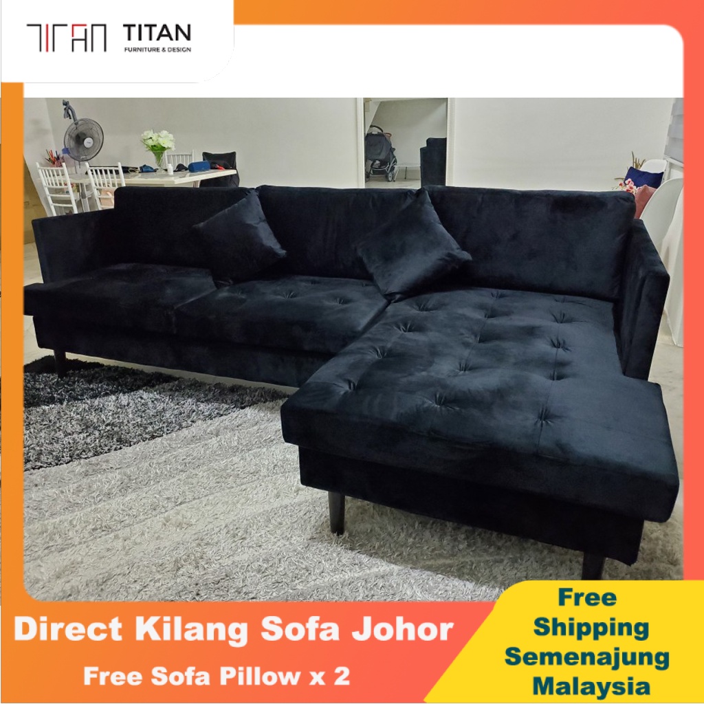 TITAN Sofa Free shipping Old Hollywood 3 SEATER SOFA L SHAPE BLACK Sofa