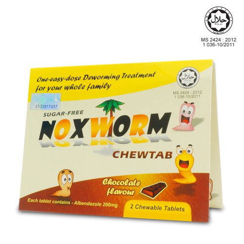 Noxworm Chewable Tablet 2 S Deworming Ubat Cacing Albendazole 200mg