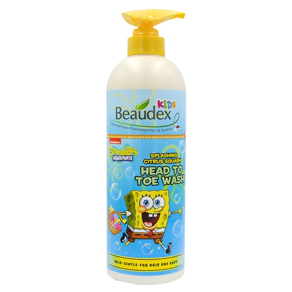 Beaudex Kids Spongebob Squarepants Head To Toe Wash - Splashing Citrus Squash 650ml