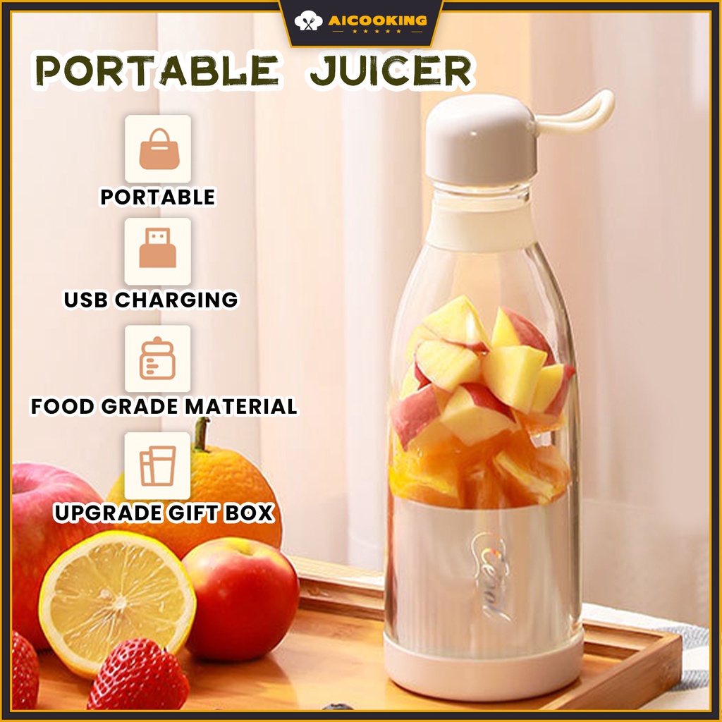 Portable Blender Rechargeable USB Mini Personal Fruit Shake and Smoothies Blender Juicer Cup Home Travel Gift Box