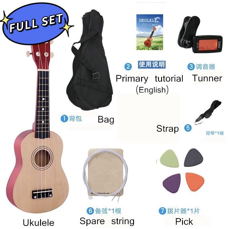 Esound 21 inch Soprano Ukulele Basswood Acoustic Mini Guitar for Beginner Kid Starter with Case Strap Tuner Picks Strings Primary Tutorial 