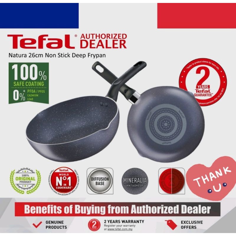 TEFAL NATURA DEEP FRYPAN 26Ccm () MINERALIA DIFFUSION BASE COOKING WOK  HANDLE PAN STOVE GAS CERAMIC | Shopee Malaysia