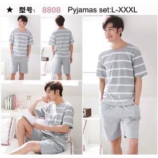 Men clothes pyjamas men short sleeve long pants big size nightwear cotton sleepwear plus SIZE L-XXXL pajamas