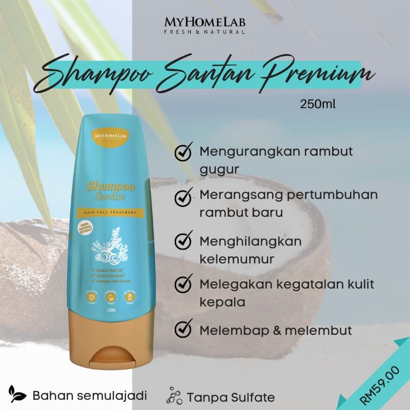 MYHOMELAB Shampoo Santan Conditioner Premium Perapi Rambut Set Natural ...