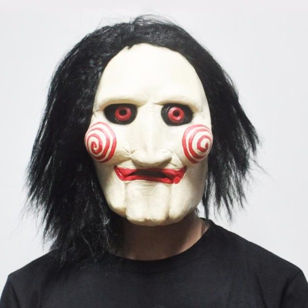 Movie Saw Chainsaw Massacre Jigsaw Puppet Masks Latex Creepy Halloween Gift Full Mask Scary Prop Unisex Party Cosplay Shopee Malaysia - purge jigsaw roblox