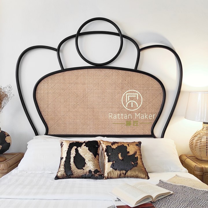 Rattan Headboard for Queen Bedframe Handmade Full Rattan Frame with