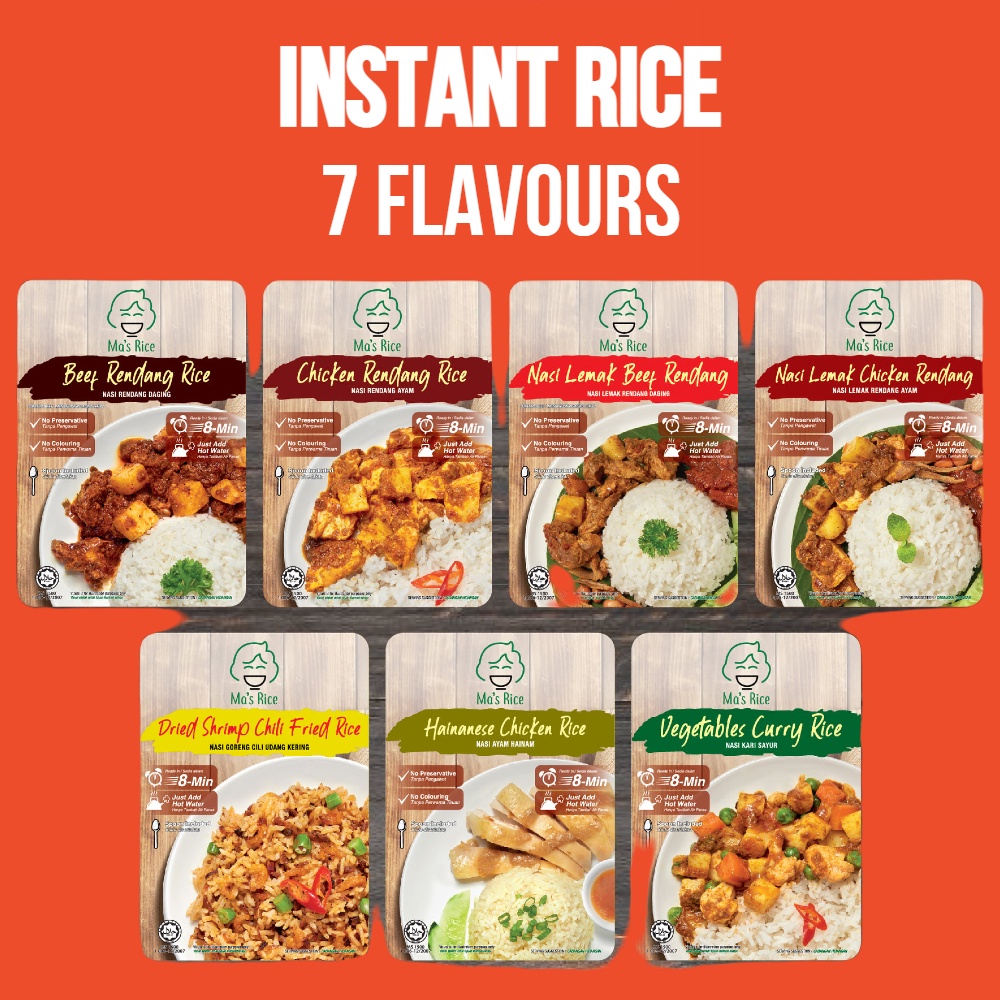 Ma's Rice Halal Ready to Eat Instant Rice - Camping, Hiking, Picnic, Vacation, Outstation, Travel
