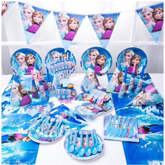 Theme Frozen Birthday Party Girls Decoration Tablecloth Cups