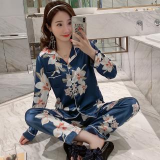 Female Silk Women s Soft Pyjamas Long Sleeve Sleepwear 