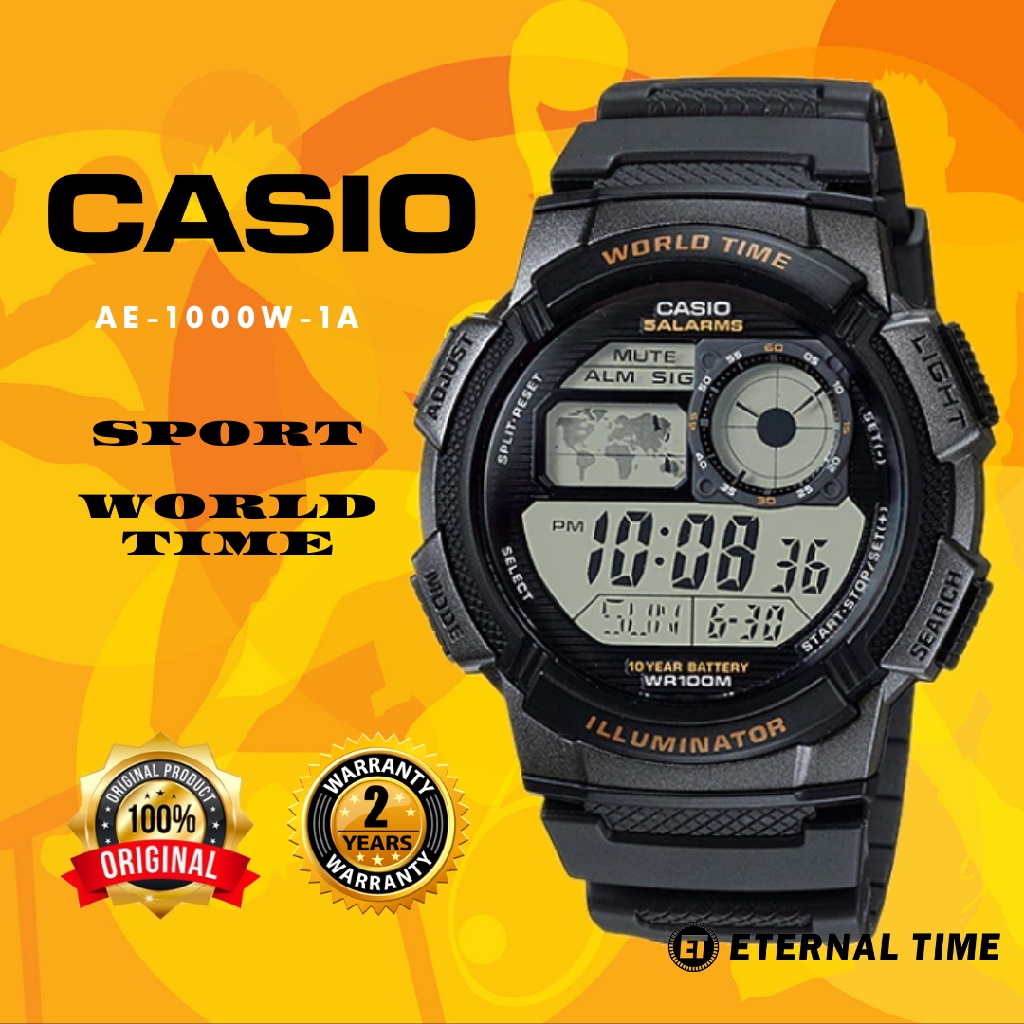 2 Years Warranty Casio Original Ae 1000w 1av Standard Digital Watch Jam Tangan Lelaki Jam Casio Man Watches Shopee Malaysia