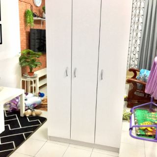 3 door wardrobe putih almari 3 pintu  homez Shopee Malaysia
