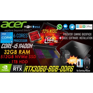 ACER NEW NITRO 5 AN515 CORE-i5-11400H (6 CORES)/32G RAM/512G SSD+1TB HDD ➕ RTX3060-6GB-DDR6 / RTX-3050Ti-4GB-DDR6