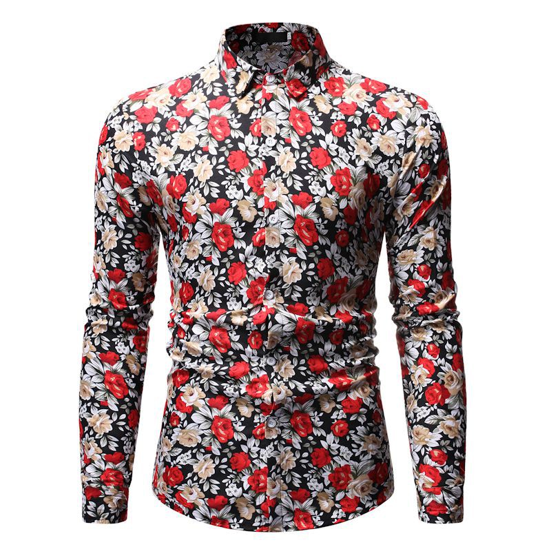 mens black floral shirt