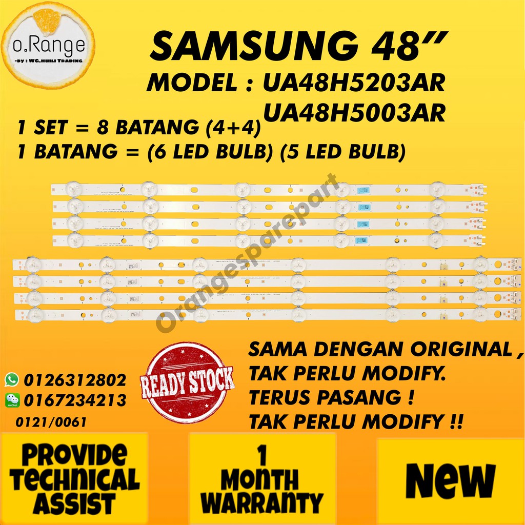 UA48H5203AR / UA48H5003AR/UA48H4200AR SAMSUNG 48" LED TV BACKLIGHT(LAMPU TV) SAMSUNG 48 INCH LED TV