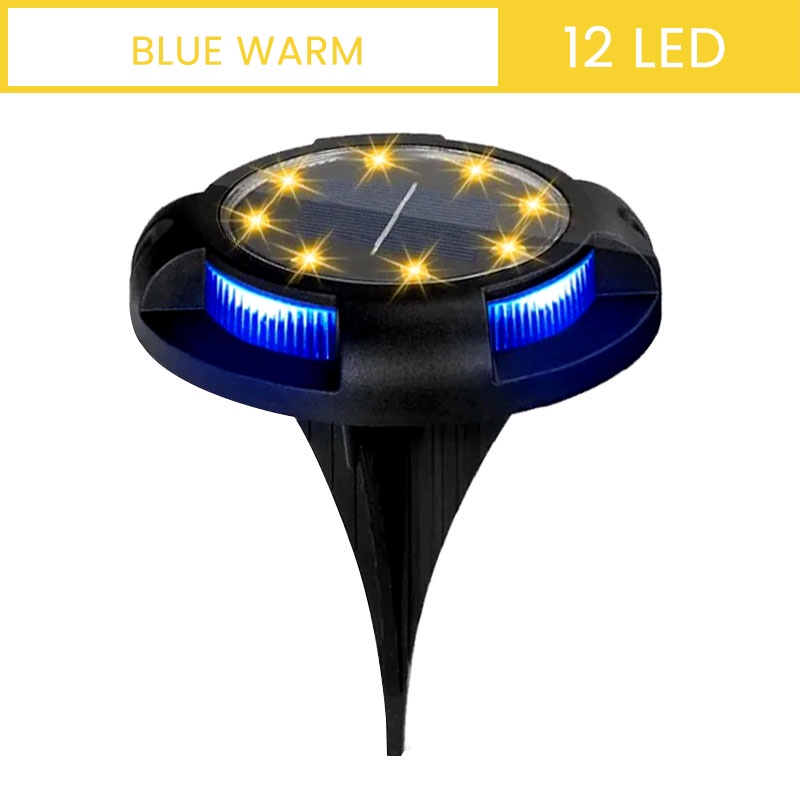 12 LED 8 Beads Solar Energy Buried Lamp Outdoor Garden Waterproof Home Garden Pool Lawn Lamp 4 Side Blue White Warm