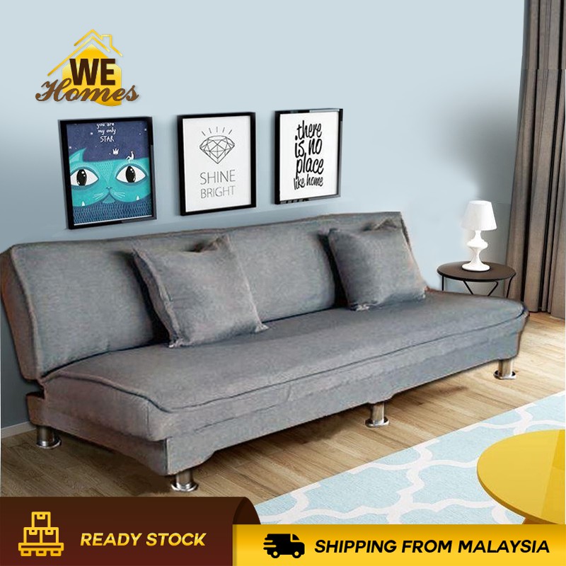 Wehomes 4 Seater Fabric Sofa Bed 6ssteel Legsfree 2 Pillow Grey