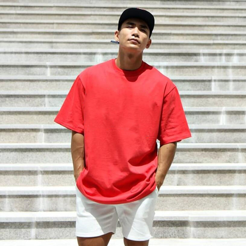 Oversized Loose Short Sleeve Men T shirt Cotton Casual Plain T Shirt Summer  Dropped Shoulder Gym Clothing Workout Tees | Shopee Malaysia